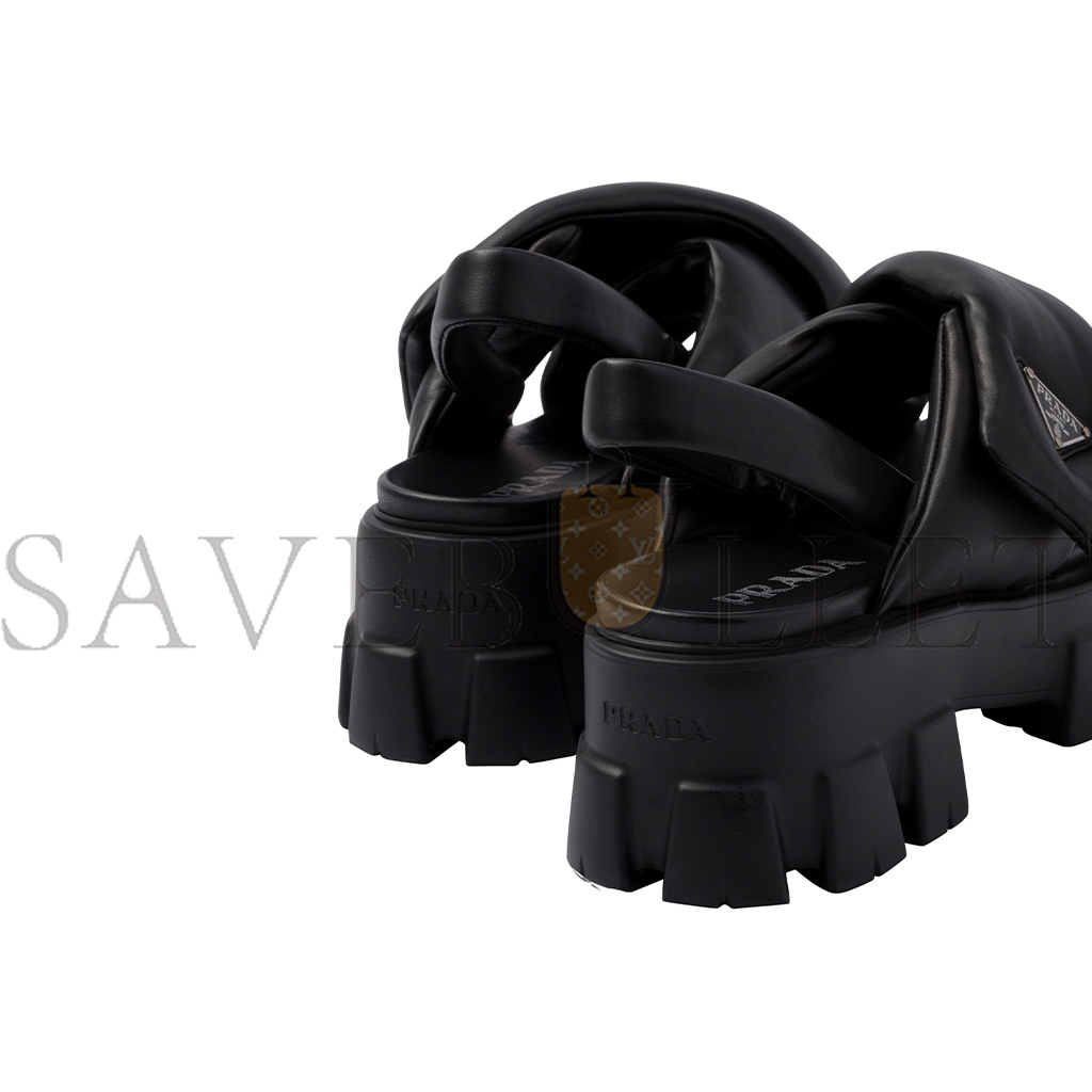 PRADA MONOLITH PADDED LEATHER SANDALS 923864